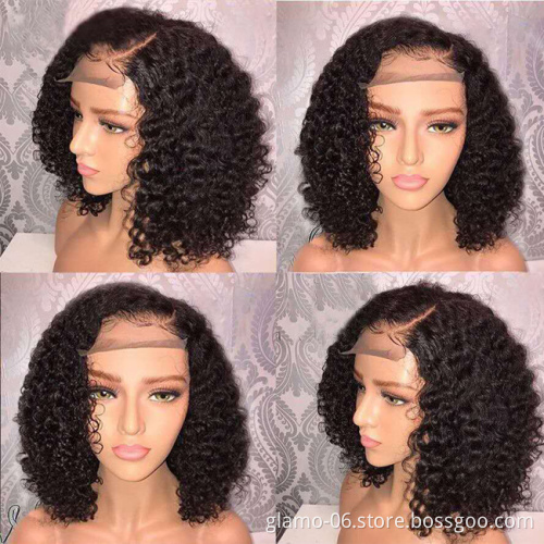 Short Curly Lace Wig Human Hair Bob Cut 13*4 4*4 Frontal Wigs With Baby Hair Virgin Brazilian Bob Curly Lace Front Wig